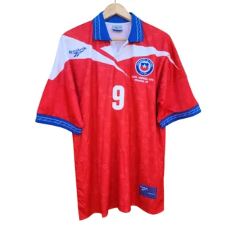 Camiseta selección chilena Iván Zamorano 1998, roja, manga corta