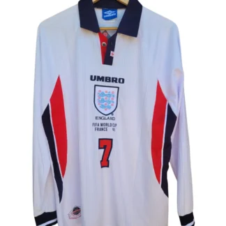 Camiseta Inglaterra 1998 David Beckham, manga larga