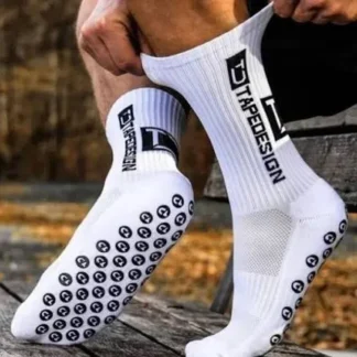 Calcetín tapedesign antideslizante deporte, color blanco